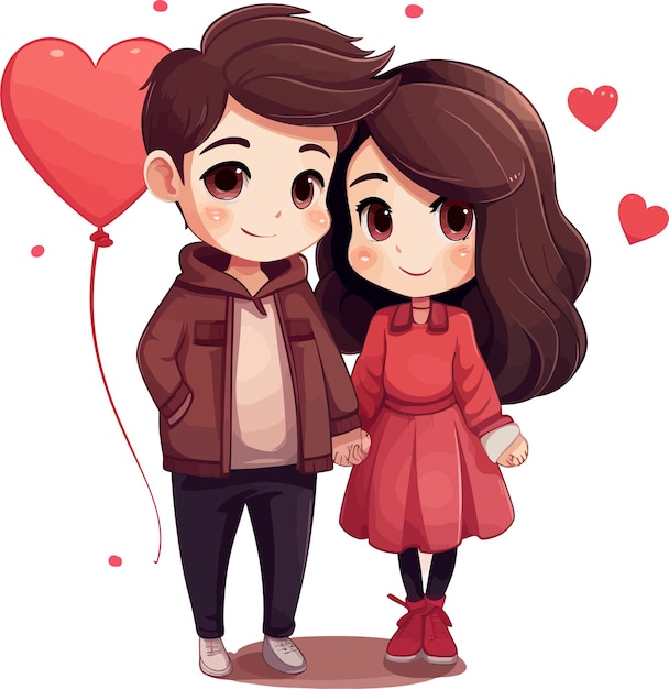 Vector valentine couple cartoon lovely