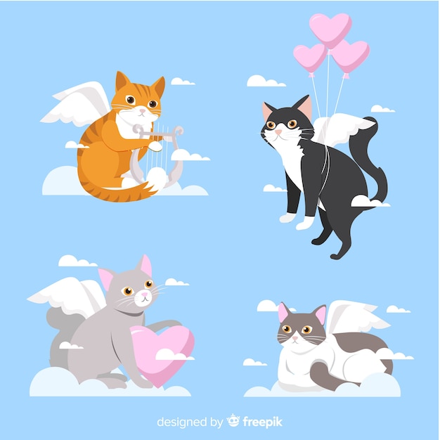 San valentino collezione di gatti cupido