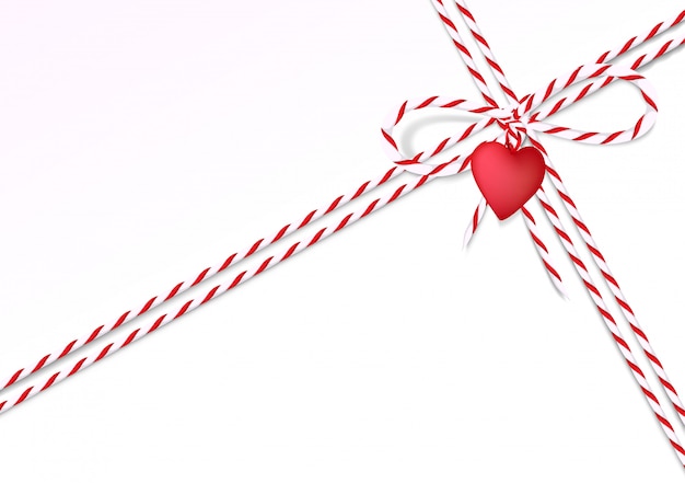 Vector valentine day background with rope and heart