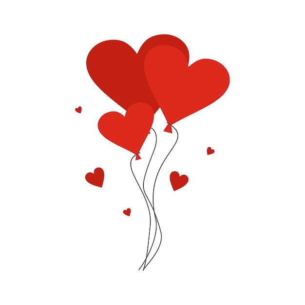 Valentine day balloons flat icon isolated on white background