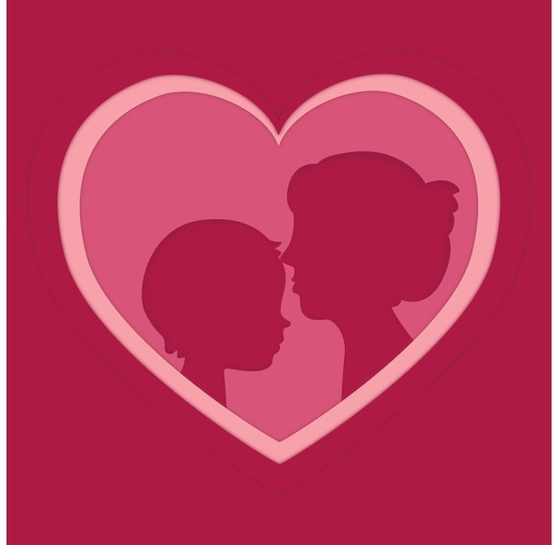 Vector valentine day card with child