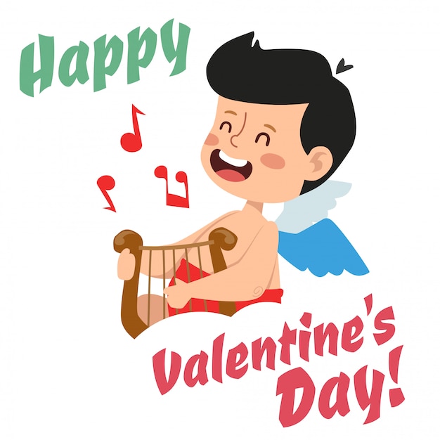 Valentine Day cupid angels cartoon style vector illustration