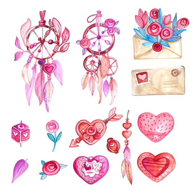 Valentine day elements set