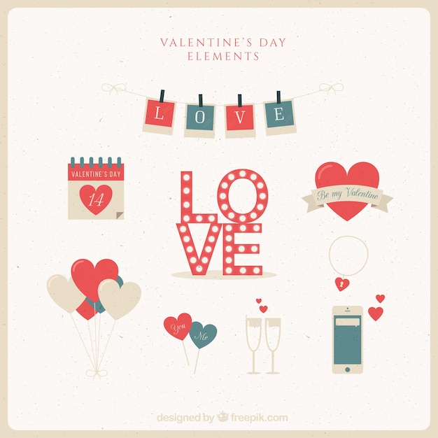 Vector valentine day elements