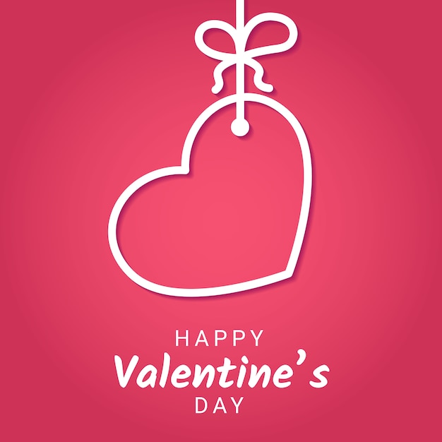 Valentine Day-felicitatiebanner met lijnsymbool van hart het hangen op lint met boog.