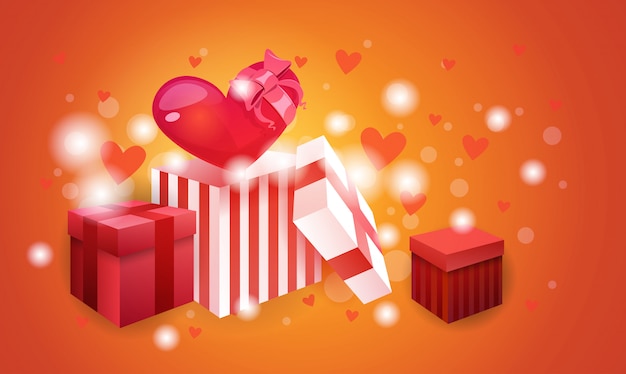 Forma del cuore di amore di festa della carta del regalo di valentine day