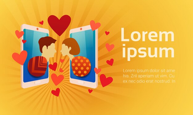 Valentine Day Gift Card Holiday paar liefde cel slimme telefoon sociale netwerkcommunicatie