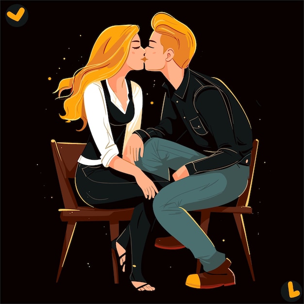 Valentine day kissing couple cuddling kissing boy and girl lovely woman and man vector art and il