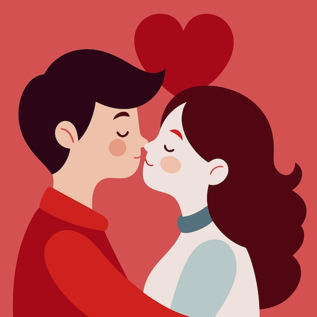 バレンタインデー キスカップル ベクトル アイコン