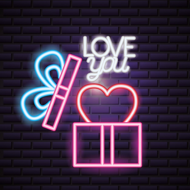 Valentine day neon