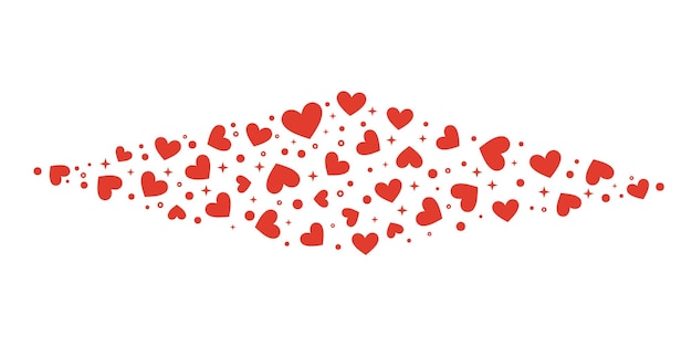 Valentine day red heart banner flat clip art decorative illustration with stars cute greeting