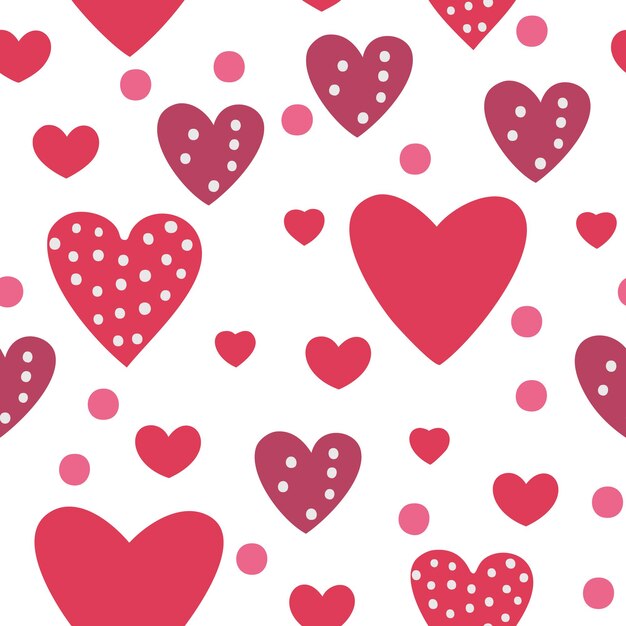 Vector valentine day red hearts seamless pattern