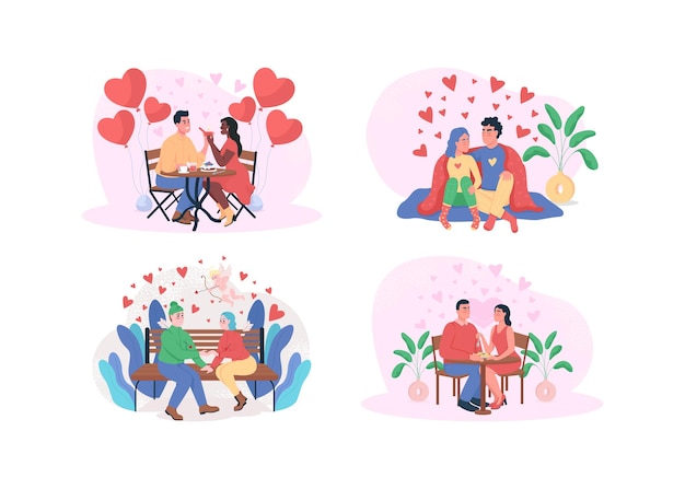 Valentine day  Romantic dinner illustration isolated