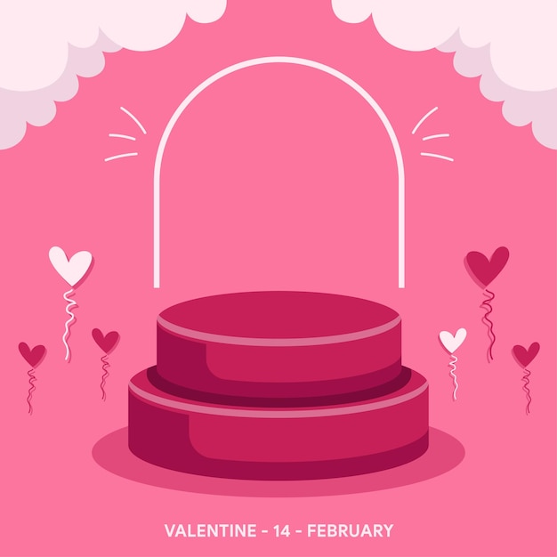 valentine day sale background with podium in flat design