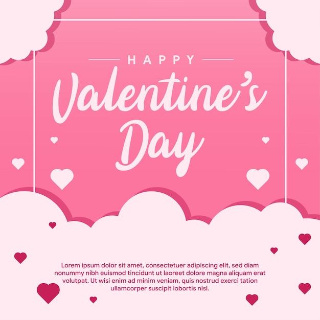 valentine day sale banner background in flat design