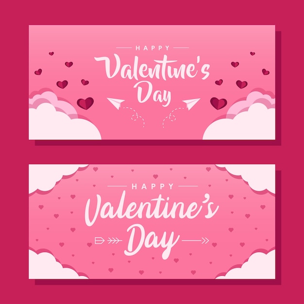 valentine day sale horizontal banner background in flat design