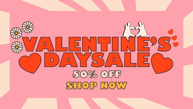 Vector valentine day sale poster, flyer or banner design