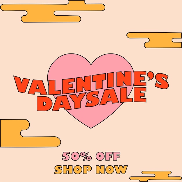 Valentine day sale poster, flyer or banner design