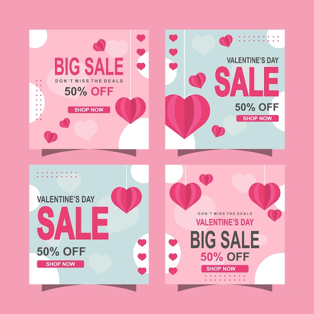 Valentine day sale promotion social media post template