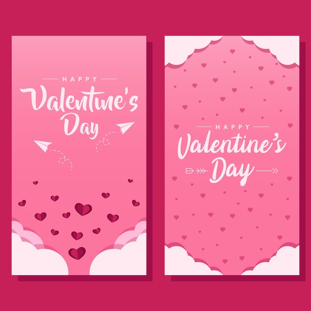 valentine day sale vertical banner background in flat design