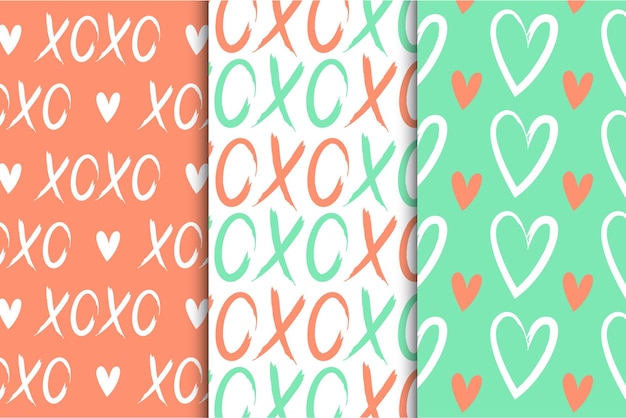 Valentine day seamless pattern collection set