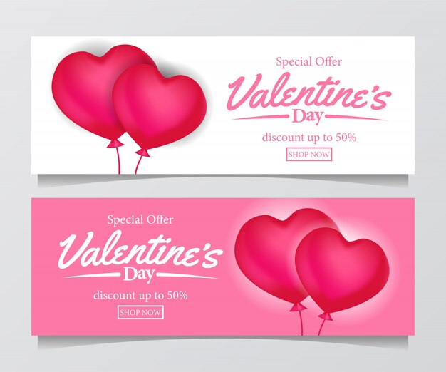 Valentine day special sale offer banner