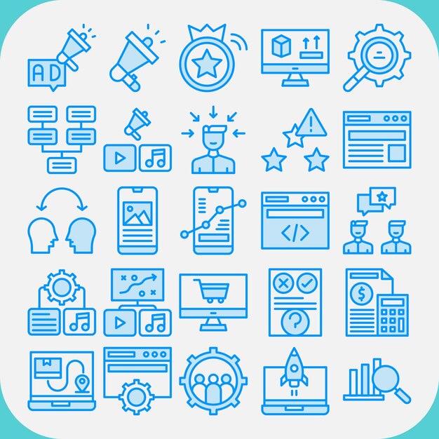 valentine day vector design icon pack blue line