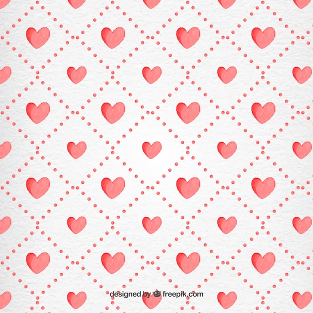 Valentine Day Watercolor Hearts Pattern