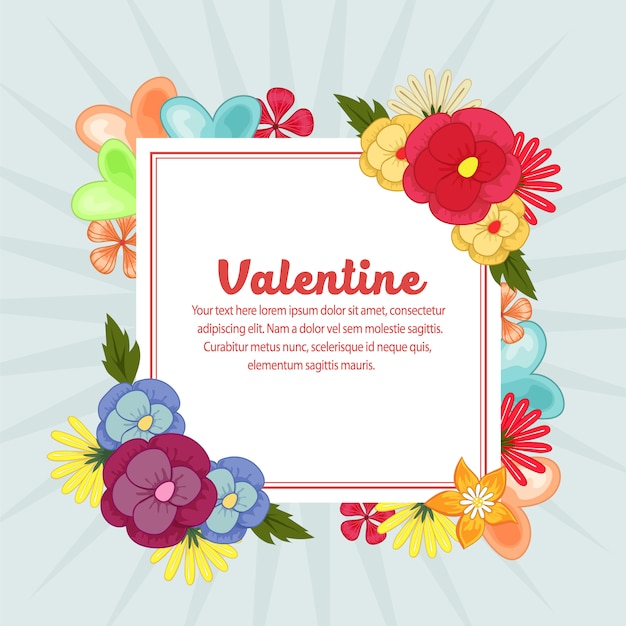 Valentine decoration square text with floral theme