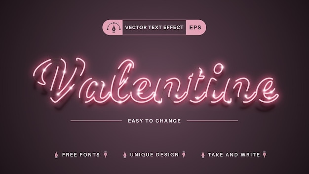 Valentine Editable Text Effect Font Style