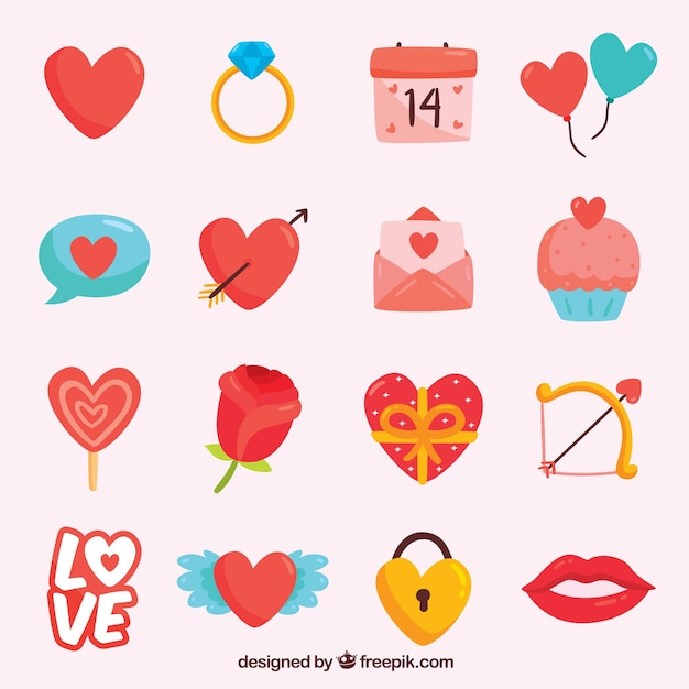 Vector valentine element pack