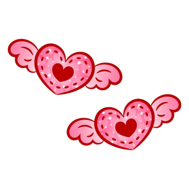 Vector valentine flying hearts drawing sticker