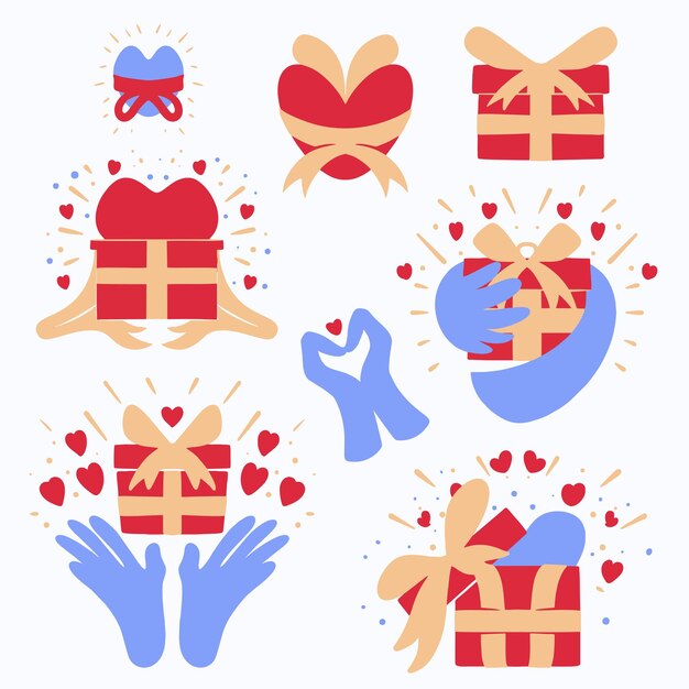 Valentine gift box flat illustration