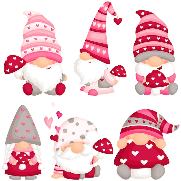 Valentine gnome with mushroom