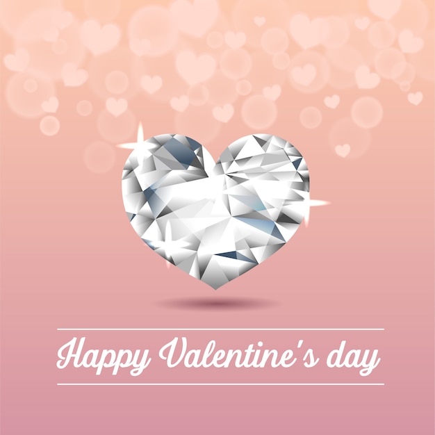 valentine greeting card with heart diamond