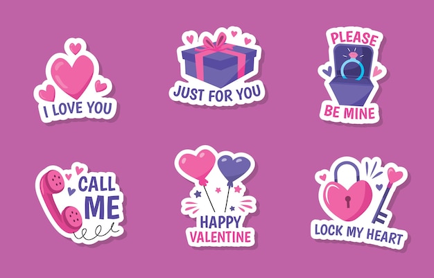 Vector valentine greeting chat stickers