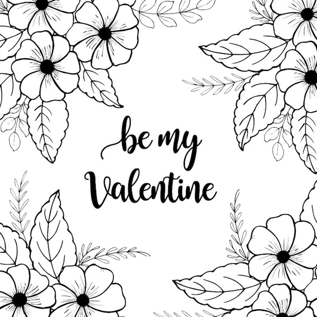 Valentine Hand Drawn Floral Background