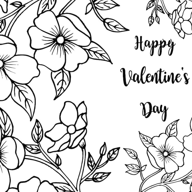 Valentine Hand Drawn Floral Background