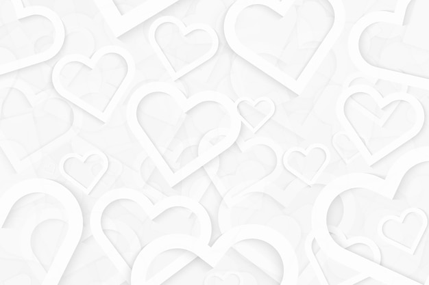 Vector valentine hearts background in white color abstract background design with symbol of love