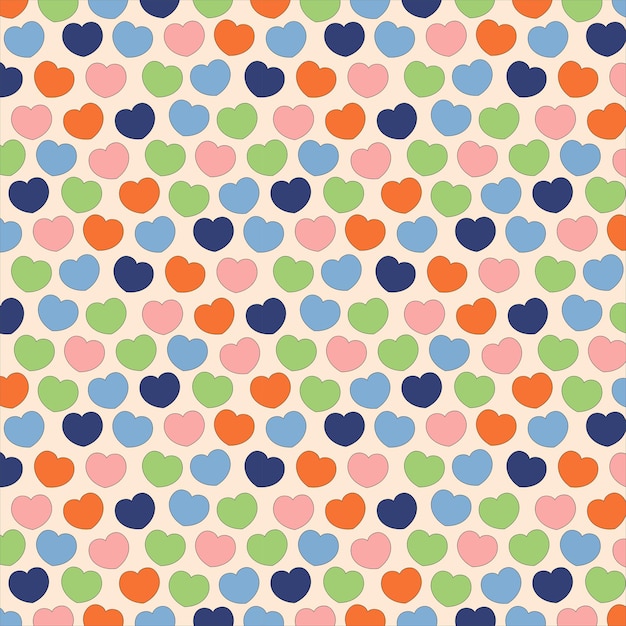 Valentine Hearts Colored Seamless Pattern Vector Background