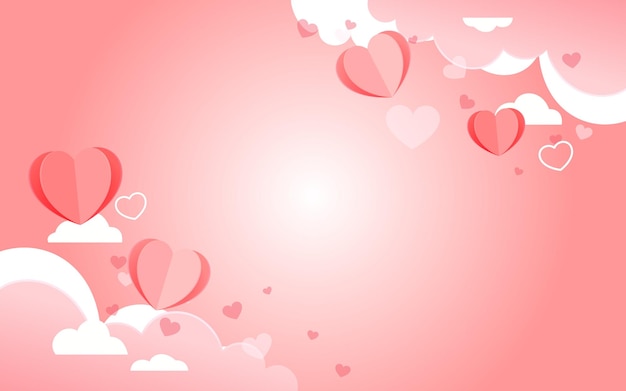 Valentine hearts with trees and plants in the background vector illustration