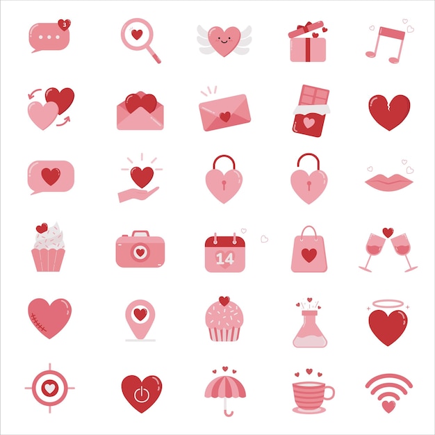 valentine icon set happy valentine day related icon in white background vector illustration