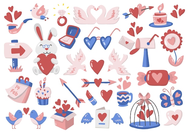 Valentine illustratie set