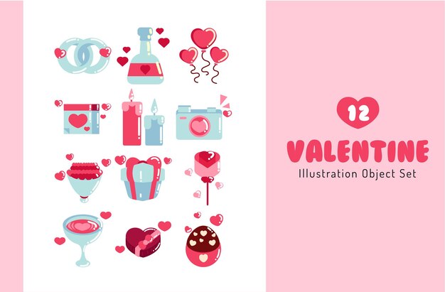 Vettore set di oggetti di illustrazione valentine