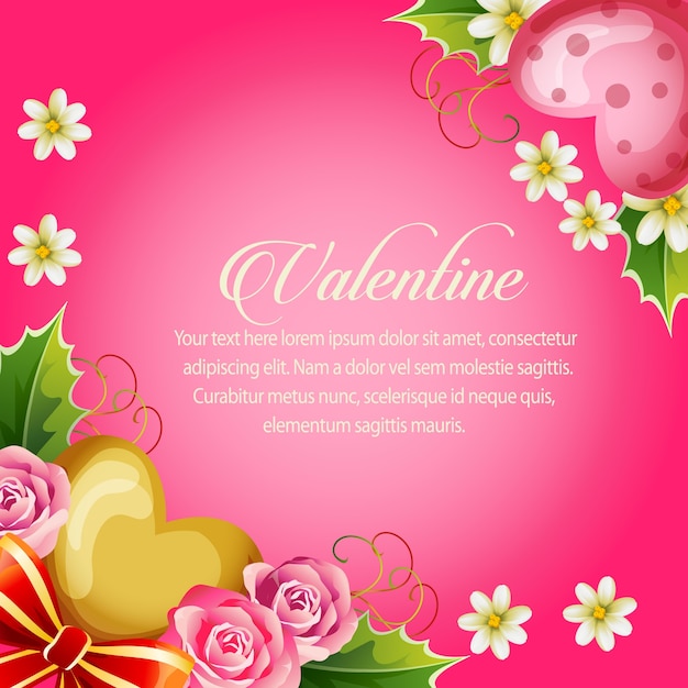 Valentine illustration with neon pink background