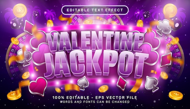 Valentine jackpot 3d text effect and editable text effect