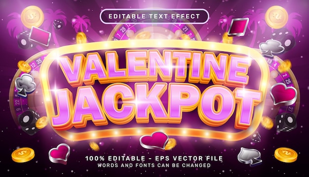 Effetto testo 3d jackpot di san valentino ed effetto testo modificabile