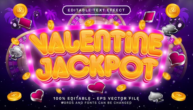 valentine jackpot 3d text effect and editable text effect