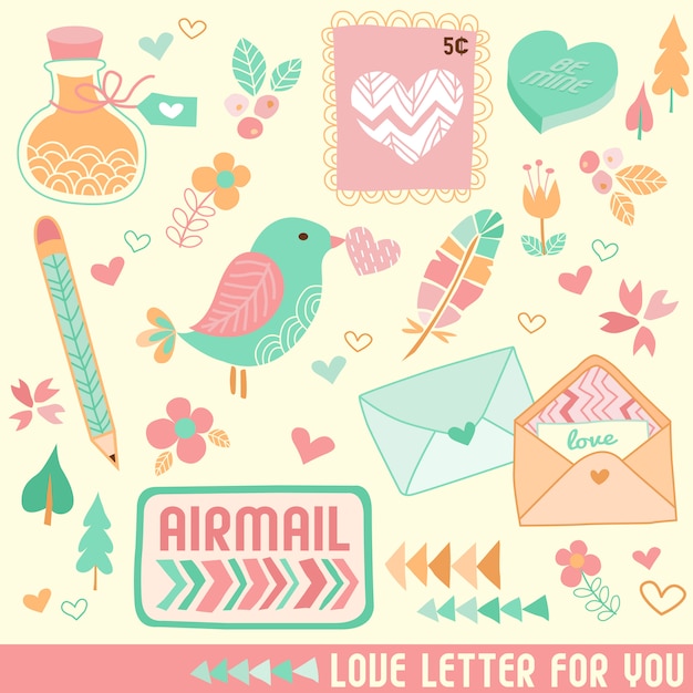 Valentine Letter and Items