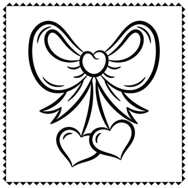 Valentine love bow drawing sketch for coloring